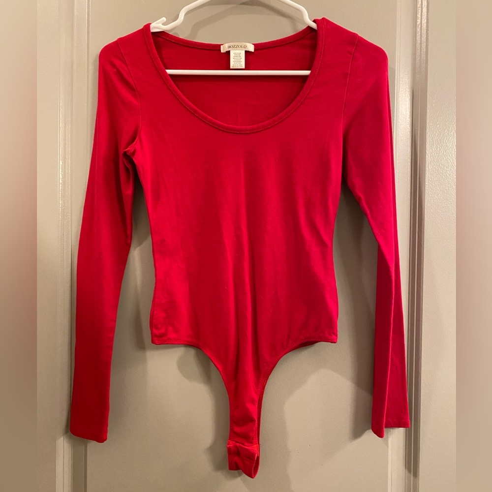 Red long sleeve bodysuit size medium.